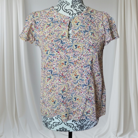 Indi & Cold flutter sleeve paisley floral blouse size small - Picture 1 of 13